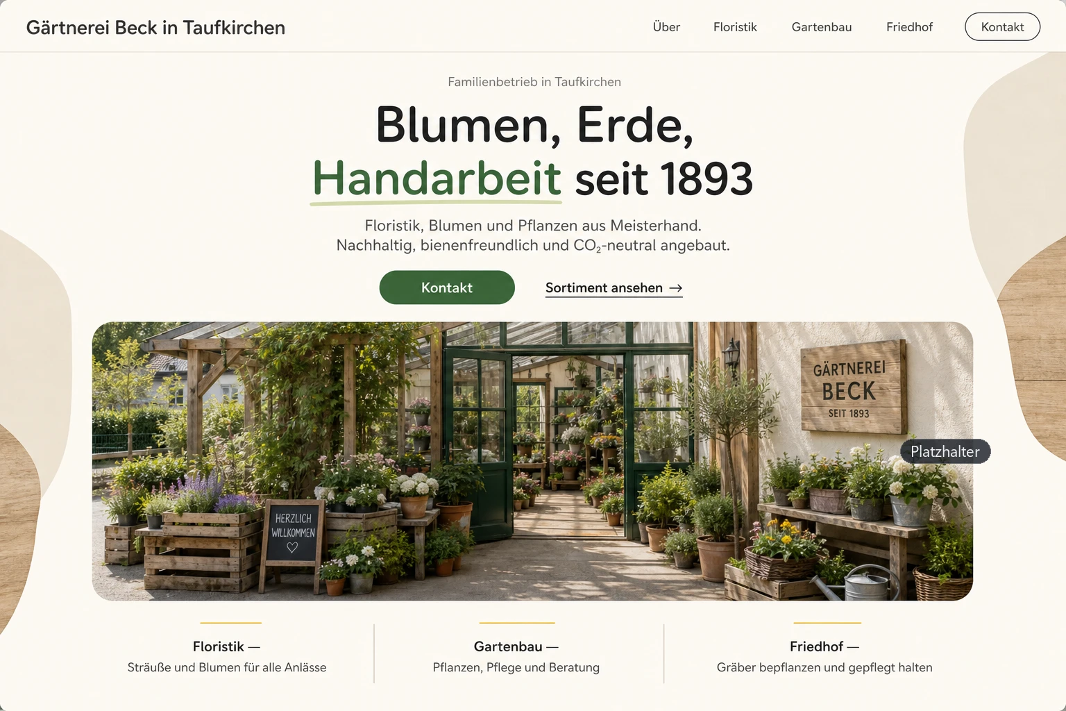 Von Velmo gestaltete Website für Gärtnerei Beck